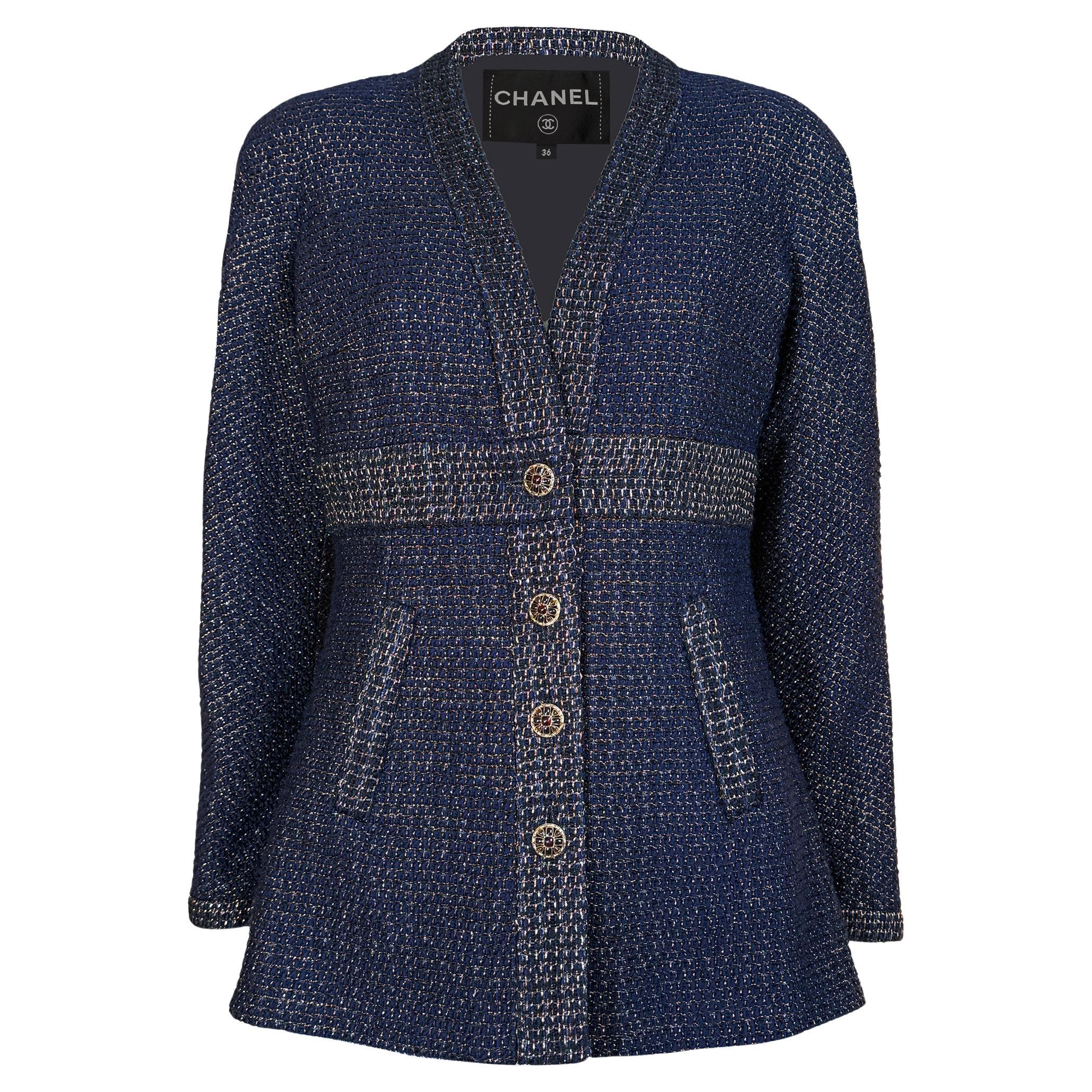 CHANEL 11K$ New Paris / EGYPT Navy Tweed Jacket 36 FR