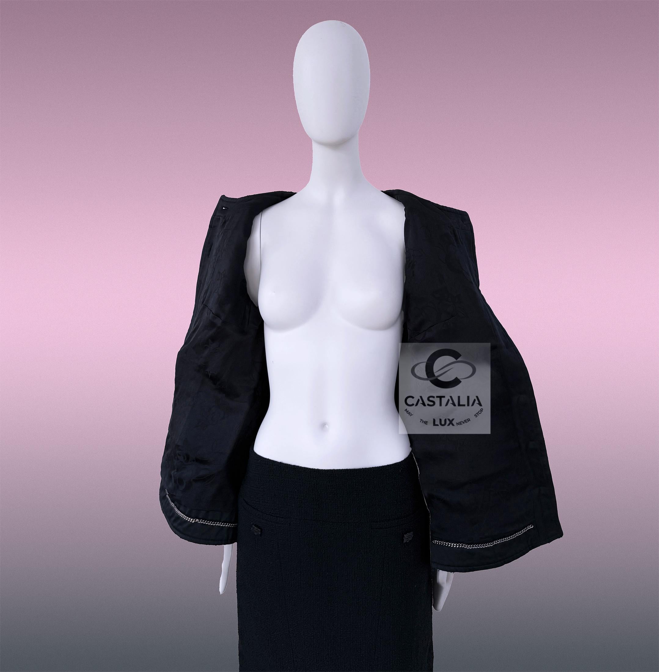 Chanel 11K$ Nuova Parigi / Amburgo Timeless Giacca in tweed nero 46 FR in vendita 5