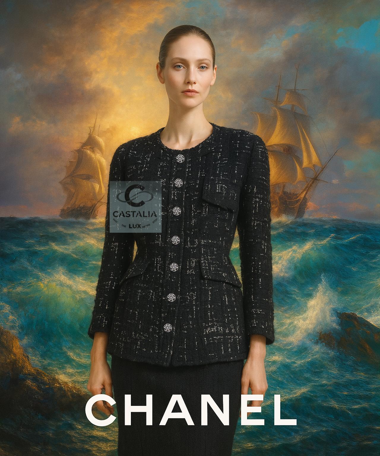 Chanel 11K$ Nuova Parigi / Amburgo Timeless Giacca in tweed nero 46 FR in vendita 4