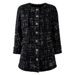 CHANEL 11K$ Nuevo París / Hamburgo Chaqueta intemporal de tweed negro 46 FR
