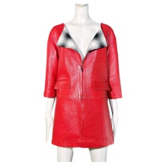 Chanel 11K$ New Rita Ora Style Red Leather and Tweed Jacket 38 FR
