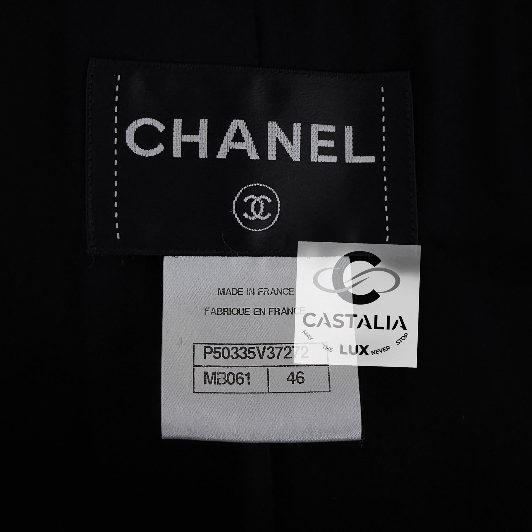 Chanel 11K$ New Supermarket Collection Black Tweed Coat 46 FR im Angebot 13