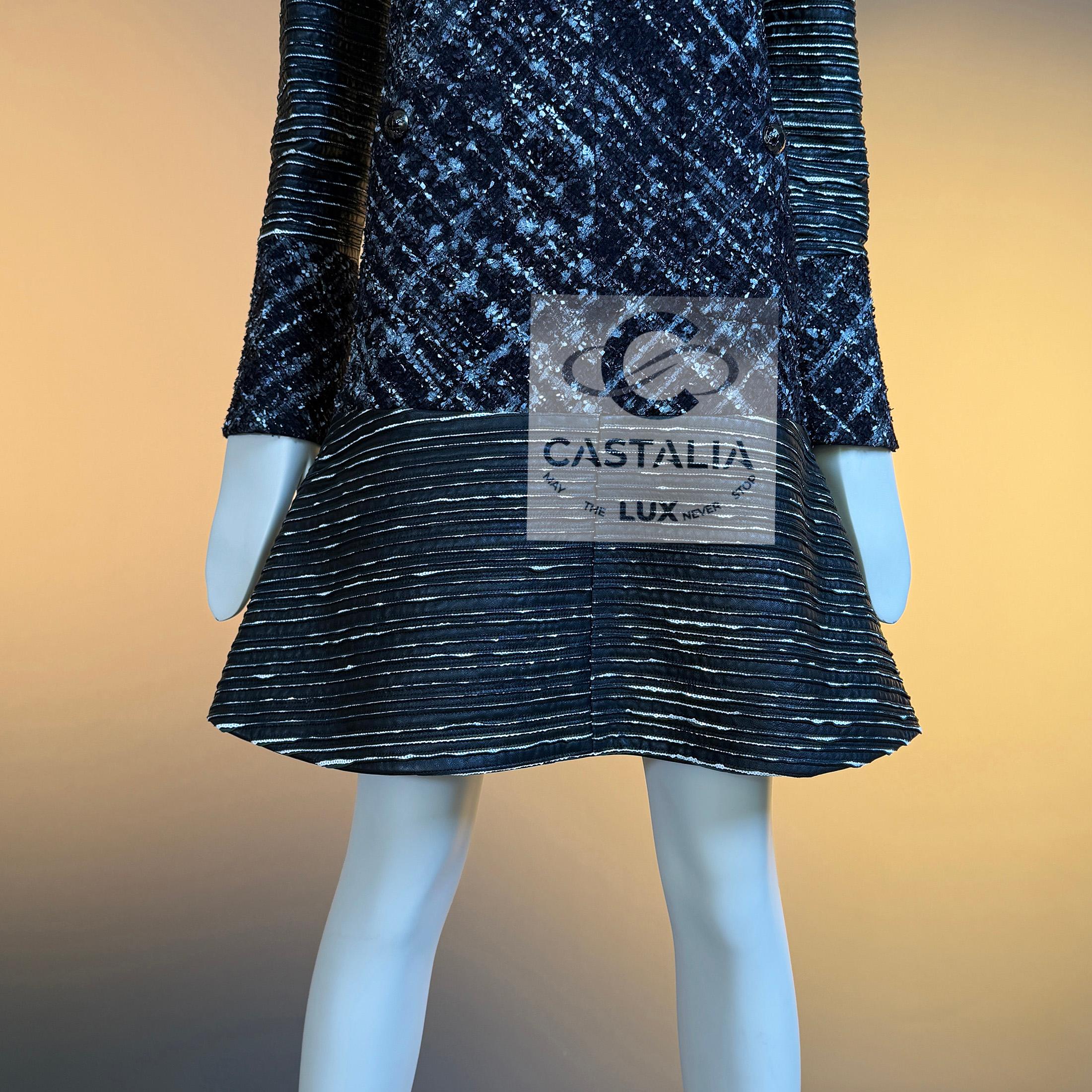 CHANEL 11K$ New Tweed und Leder Runway Kleid 34 FR im Angebot 5