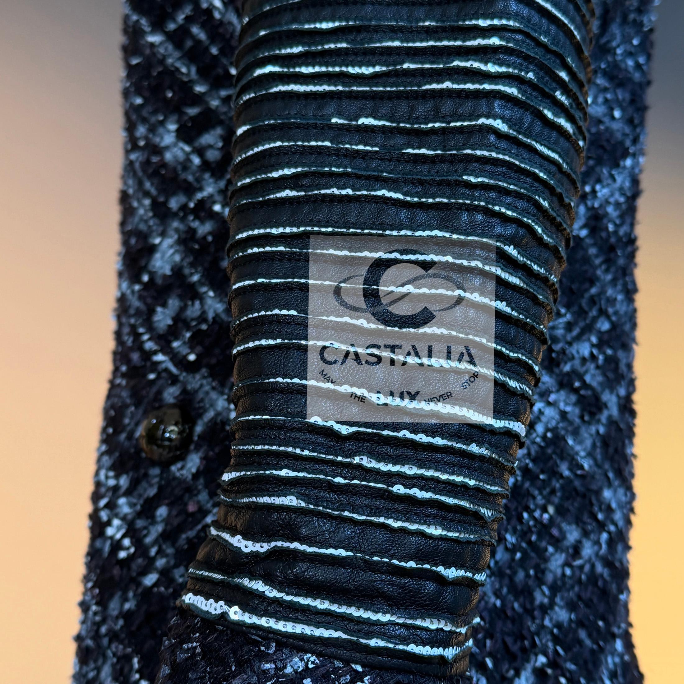 CHANEL 11K$ New Tweed und Leder Runway Kleid 34 FR im Angebot 12