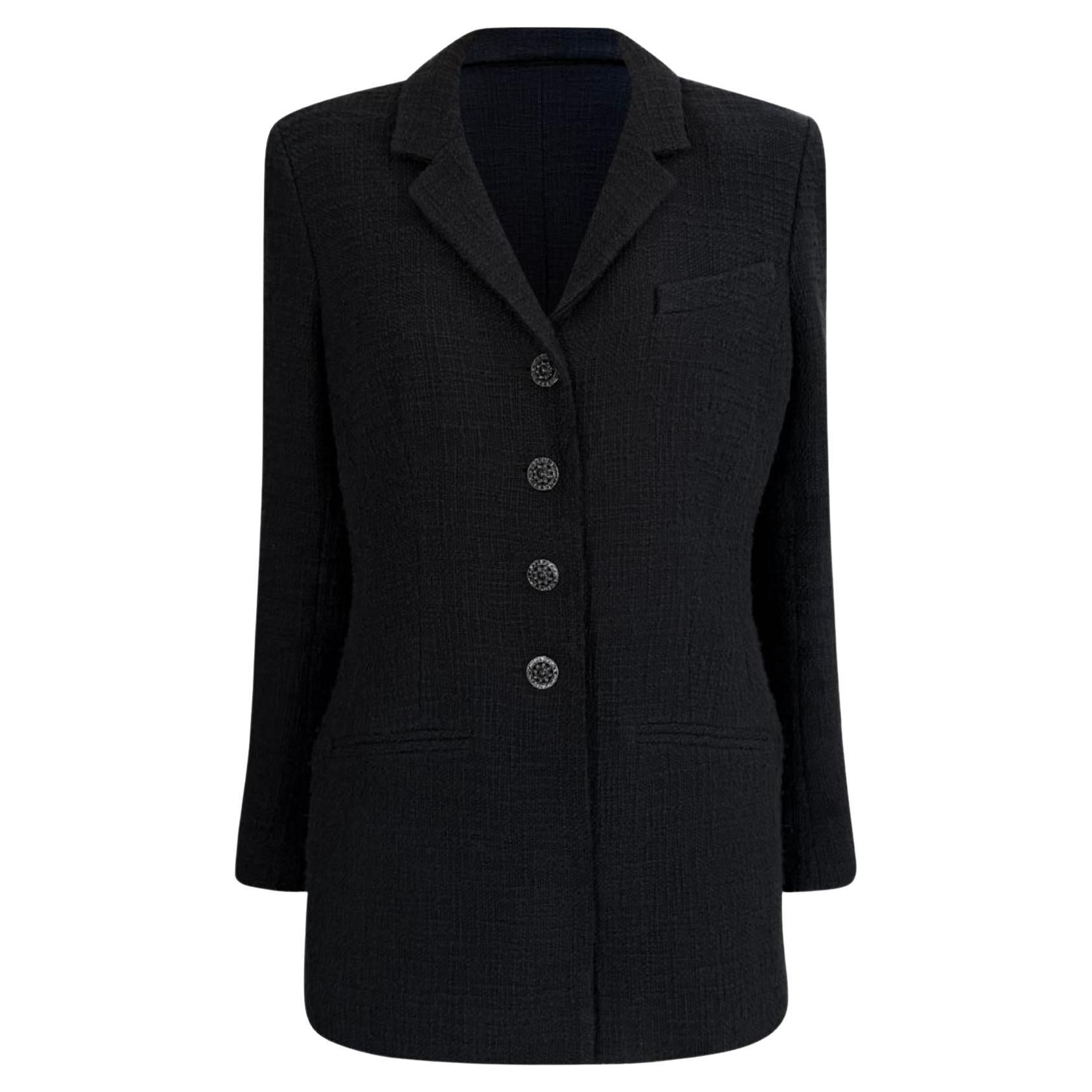 Giacca Chanel 11K$ Paris / Bombay Gripoix con bottoni in tweed nero