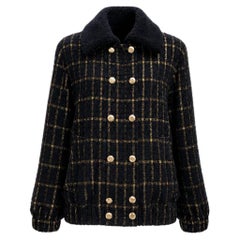 CHANEL 11K$ Paris / Egypt Runway Black Tweed Jacket 36 FR