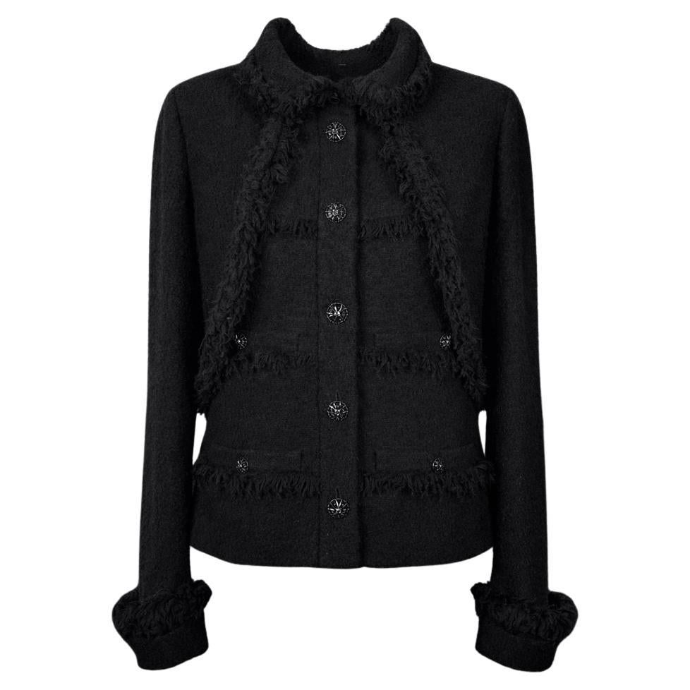 Chanel 11K$ Paris / MONTE-CARLO Black Tweed Jacket 44 FR
