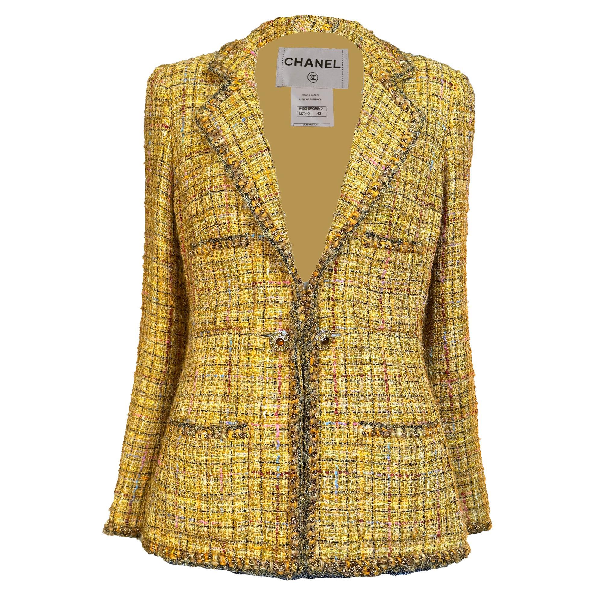 CHANEL 11K$ Paris / Saint-Tropez Marigold Tweed Jacket 42 FR