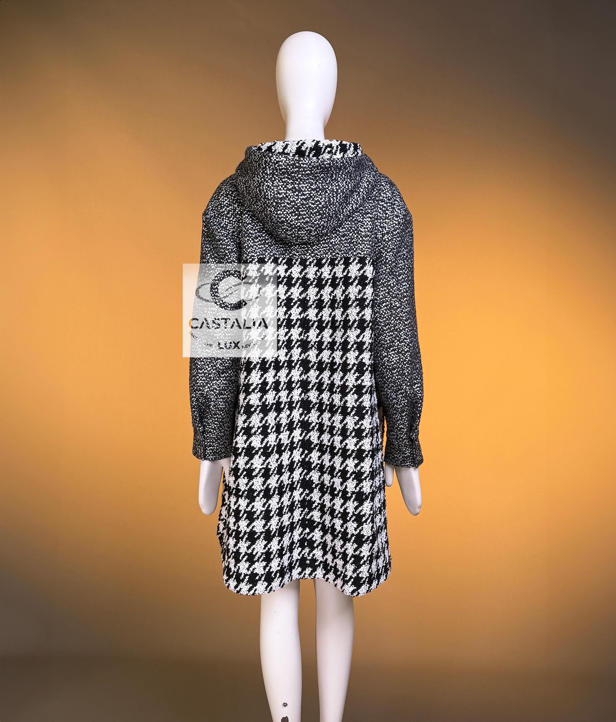 CHANEL 11K$ Rare Crossover Tweed Parka with Gripoix Buttons For Sale 11