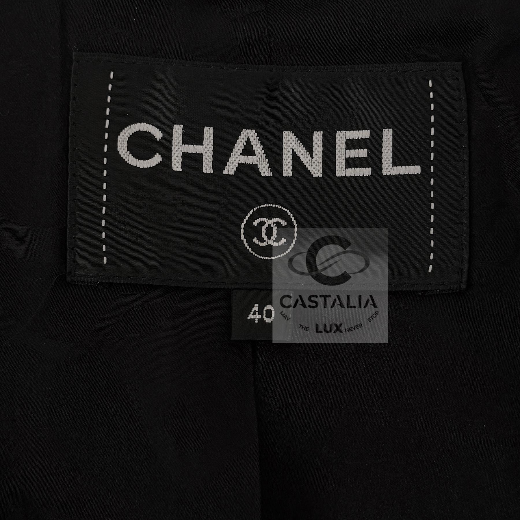 CHANEL 11K$ Rare Crossover Tweed Parka with Gripoix Buttons For Sale 12