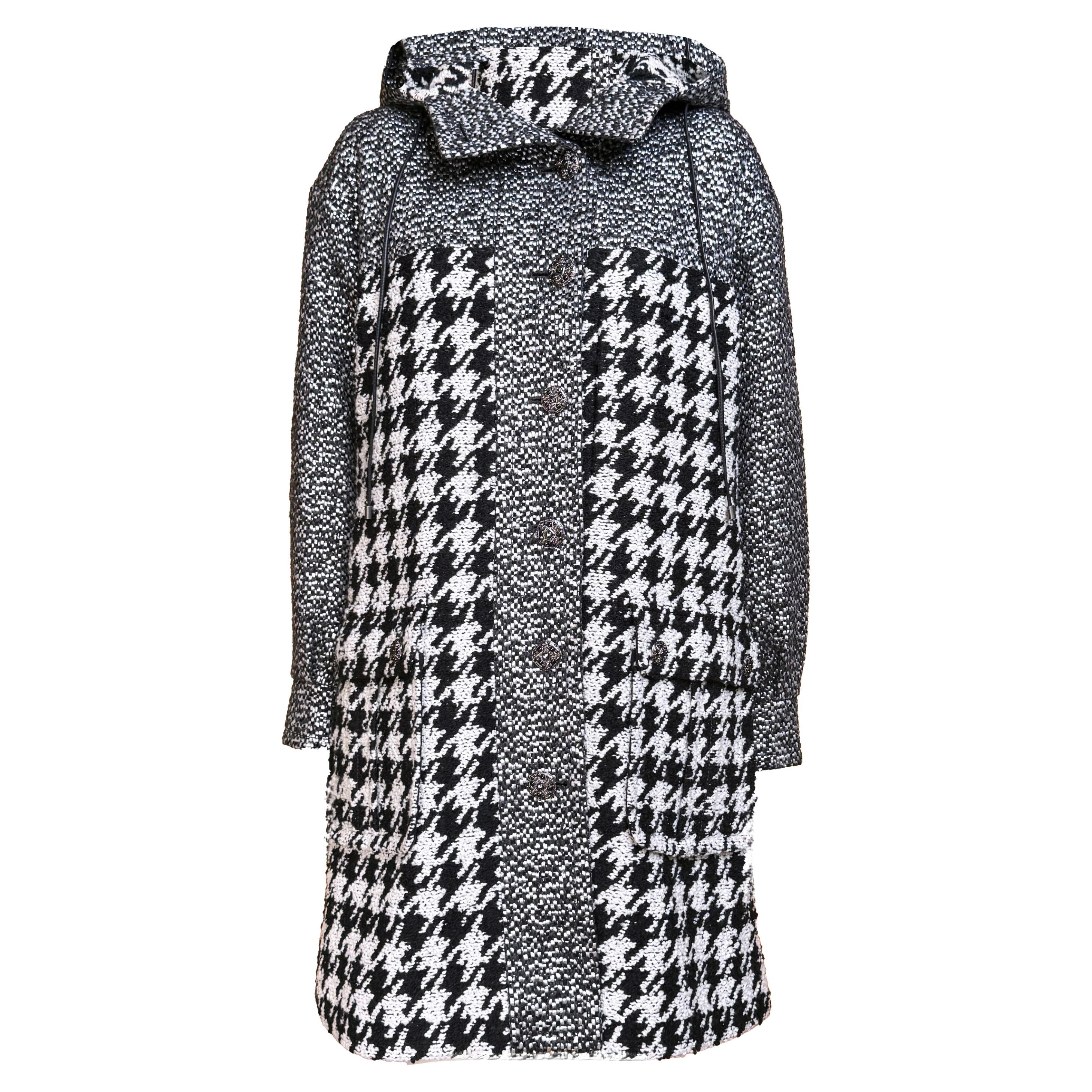 CHANEL 11K$ Rare Crossover Tweed Parka with Gripoix Buttons For Sale