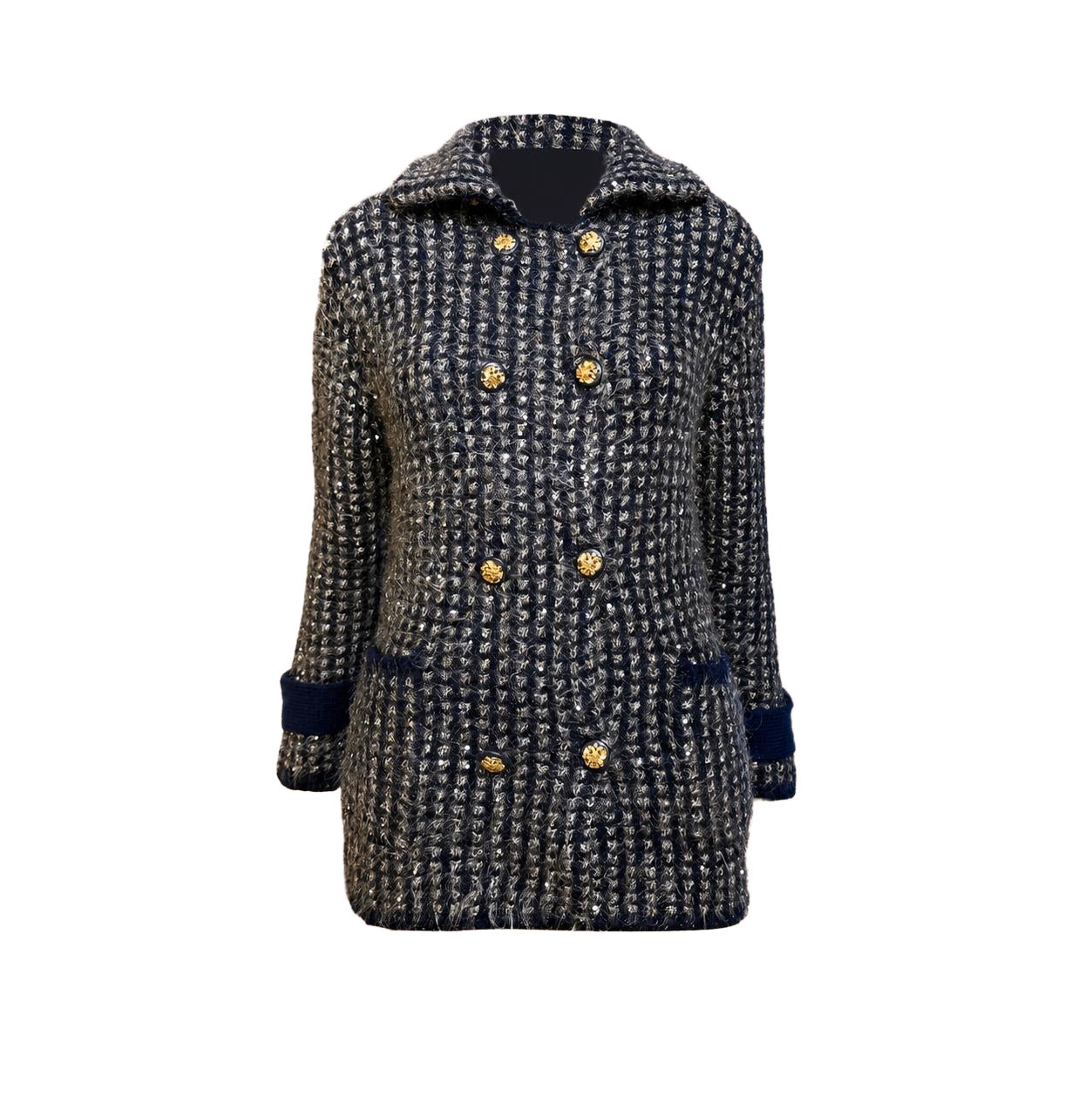 CHANEL 11K$ Relic CC Eagle Buttons Sequin Jacket 38 FR For Sale