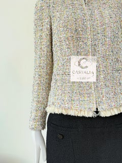 CHANEL 11K$ Runway Sequin Tweed Jacket with Feather Accents 36 FR
