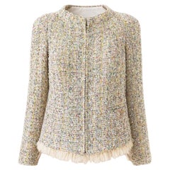 CHANEL 11K$ Runway Sequin Tweed Jacket with Feather Accents 36 FR