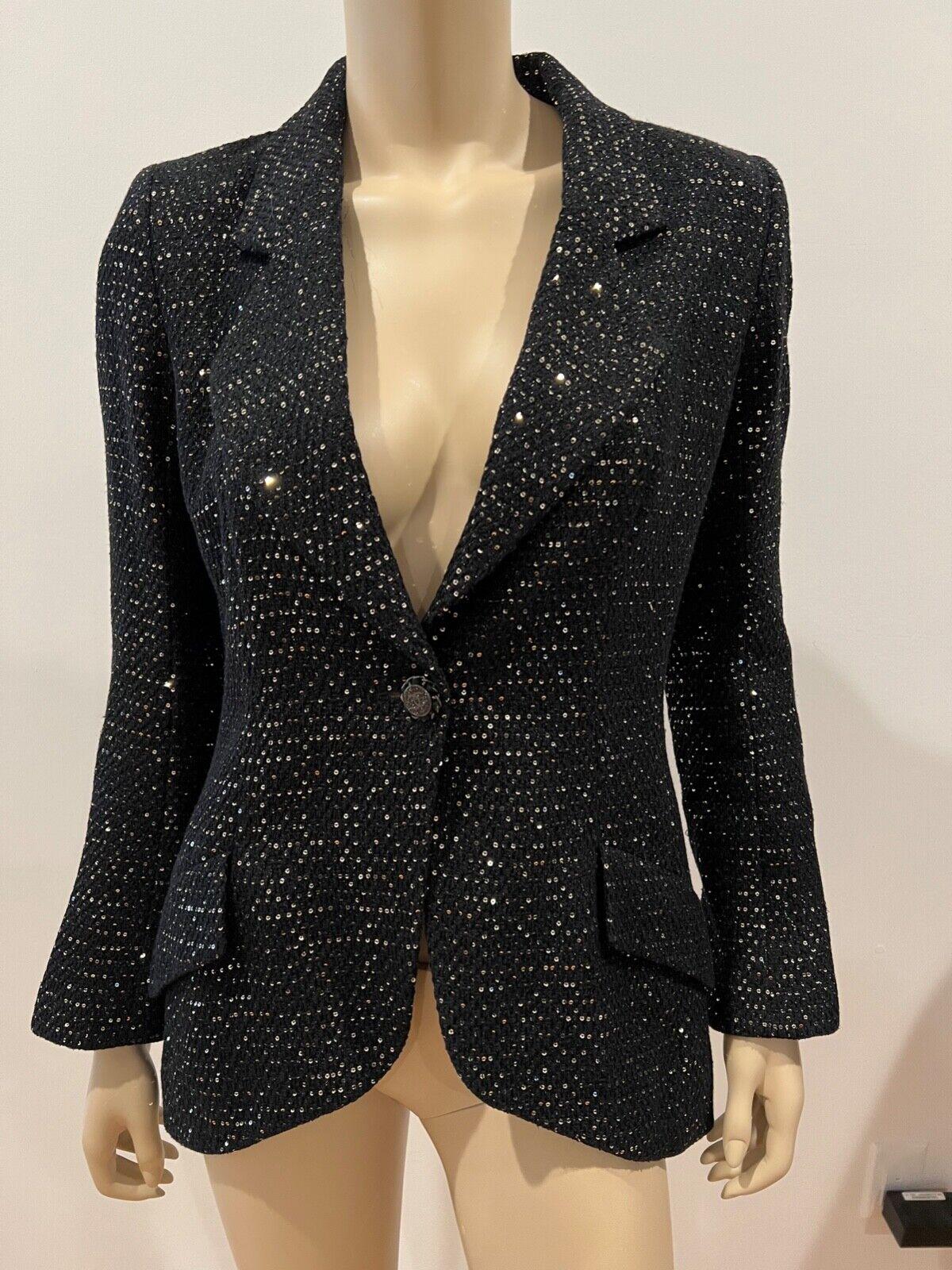 Chanel 11K$ Sarah Jessica Parker Style Black Tweed Jacket 40 FR 4