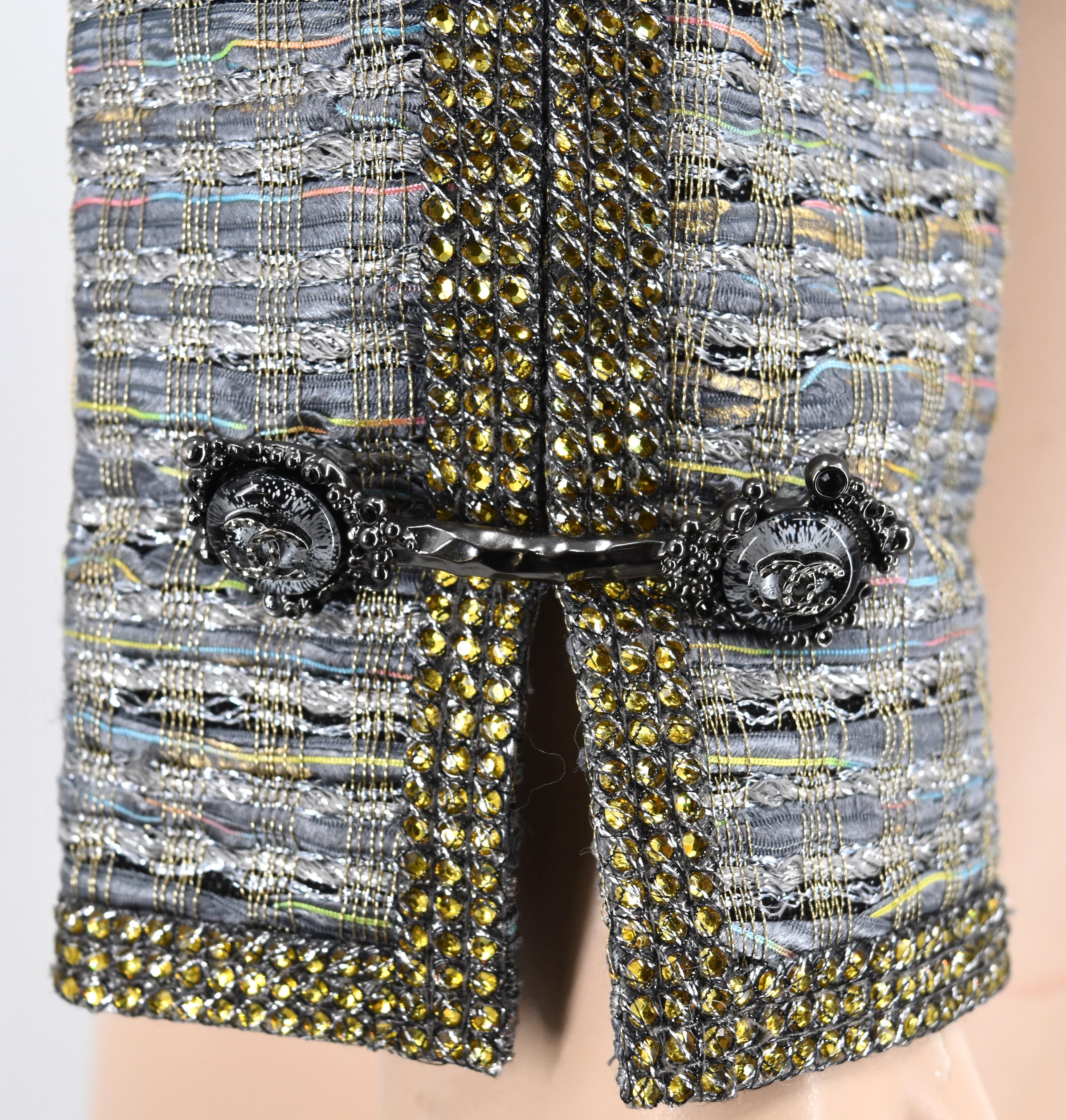 Chanel 11p Spring 2011 $6780 Crystal Embellished Jacket 36 In New Condition For Sale In Merced, CA