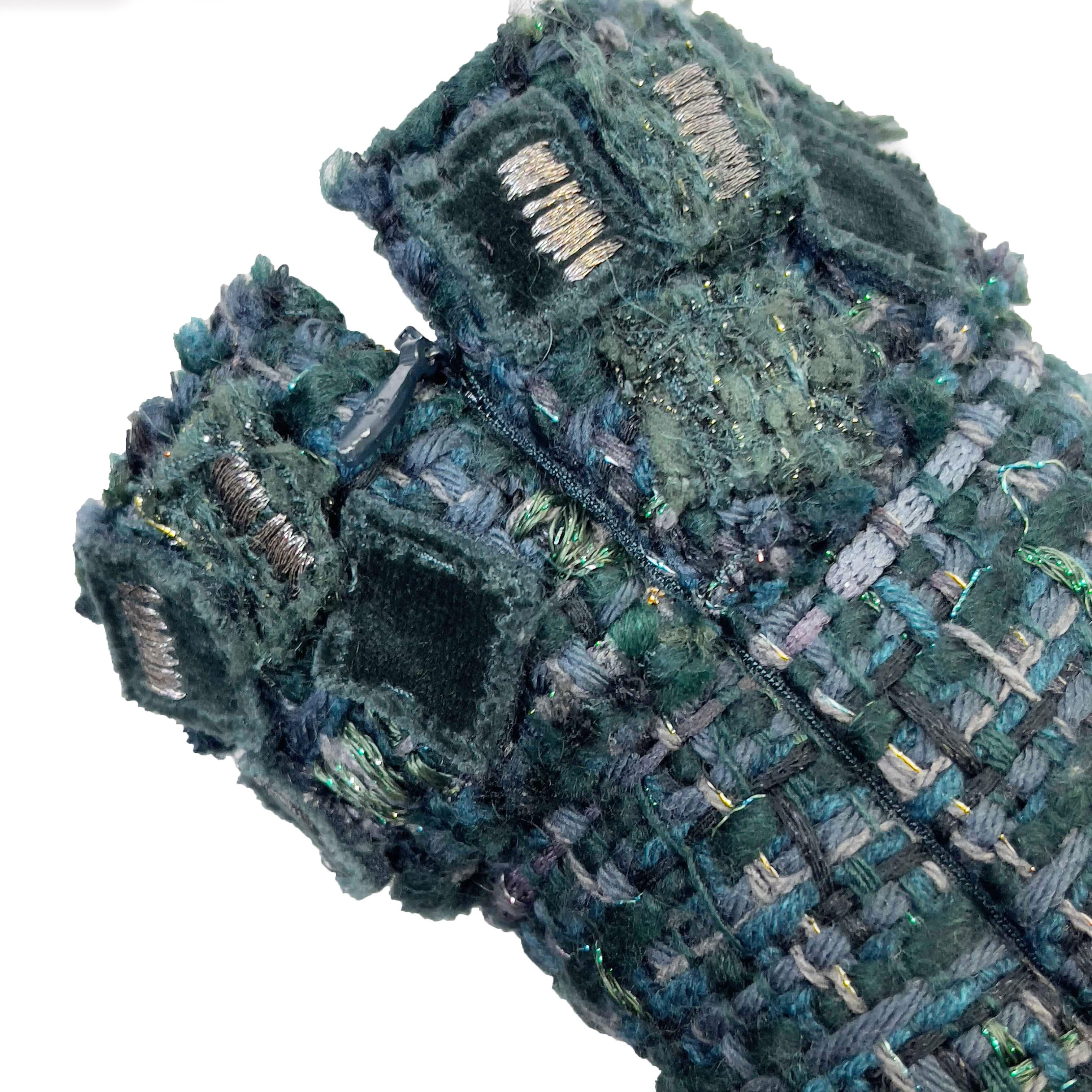CHANEL 12A Green Fantasy Lesage Tweed Dress Metallic Thread FR 42 US 10 For Sale 4