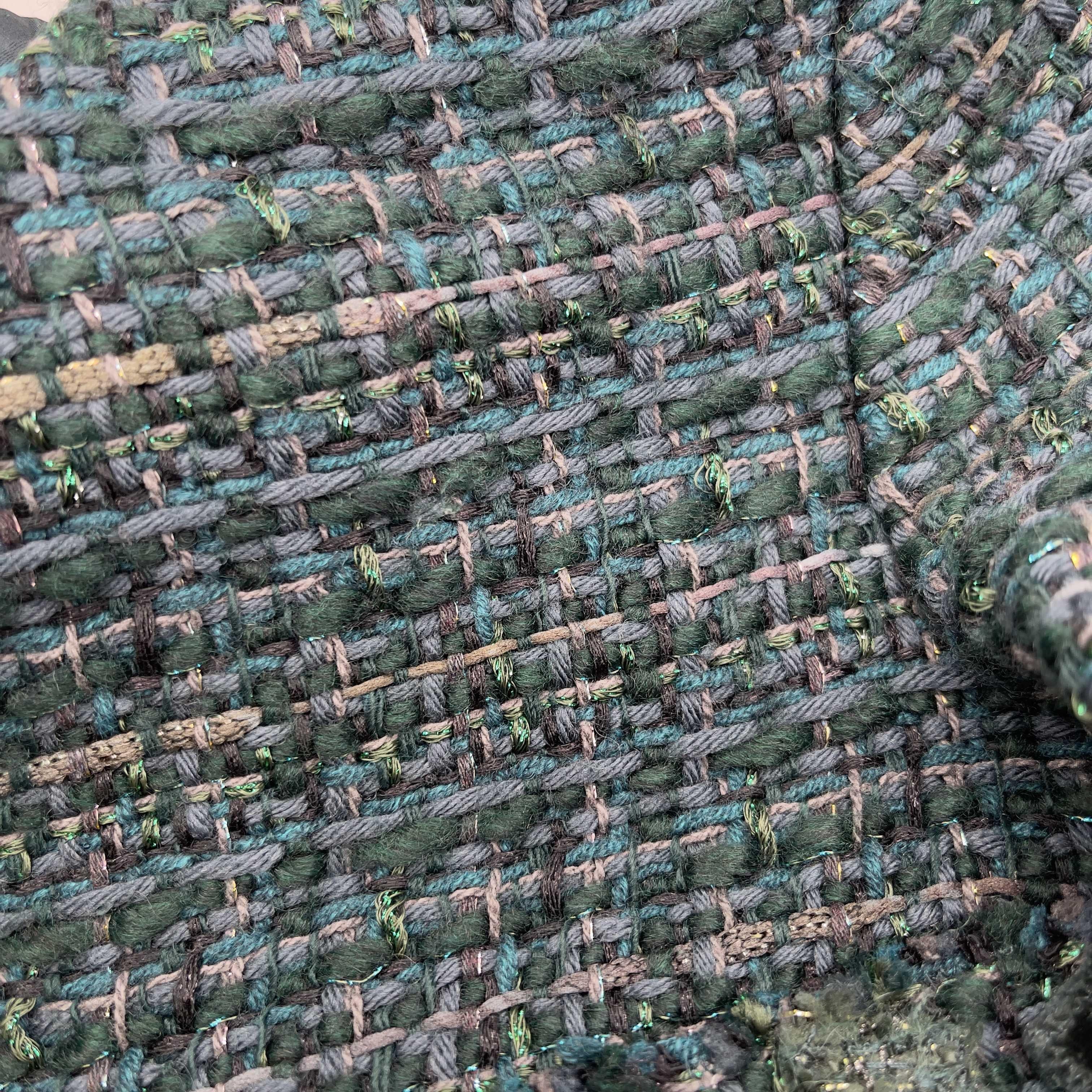 CHANEL 12A Green Fantasy Lesage Tweed Dress Metallic Thread FR 42 US 10 For Sale 7