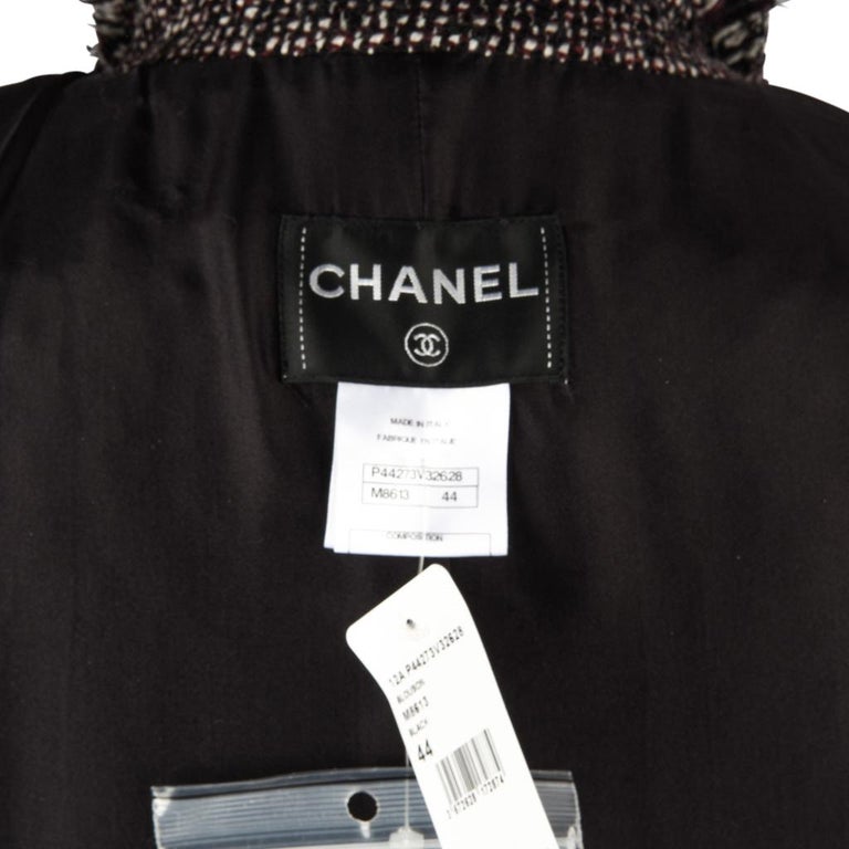 Chanel 12A Jacket Black and Burgundy Tweed 44 / 10 nwt at 1stdibs
