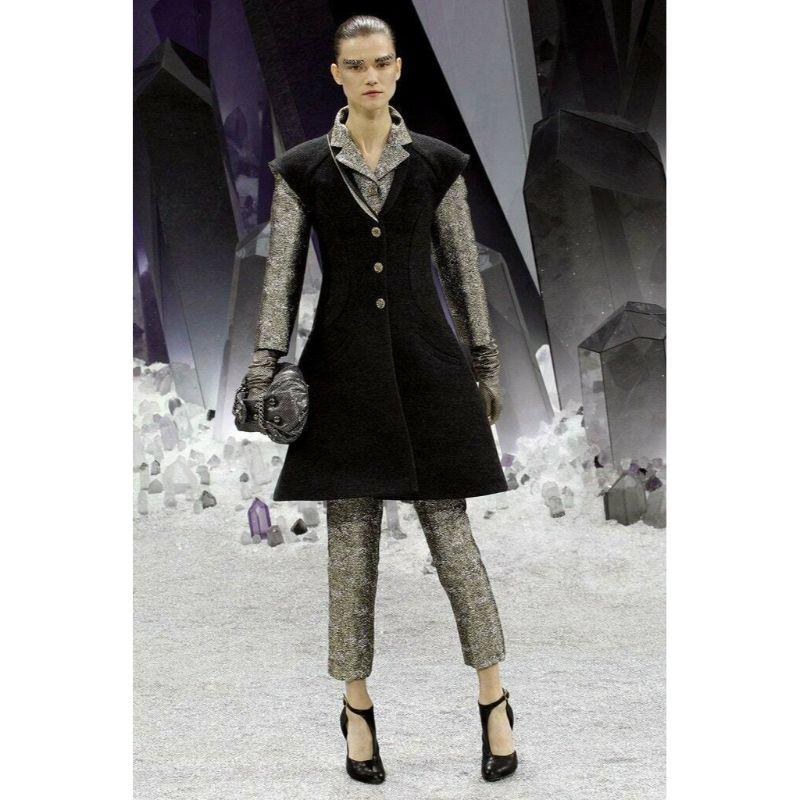 Women's CHANEL 12A metallic silver gold quartz 3/4 sleeves cropped boxy jacket FR50