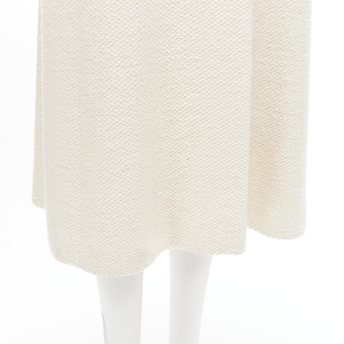 CHANEL 12A Paris Bombay ecru beige wool pink lining enamel button coat L For Sale 7