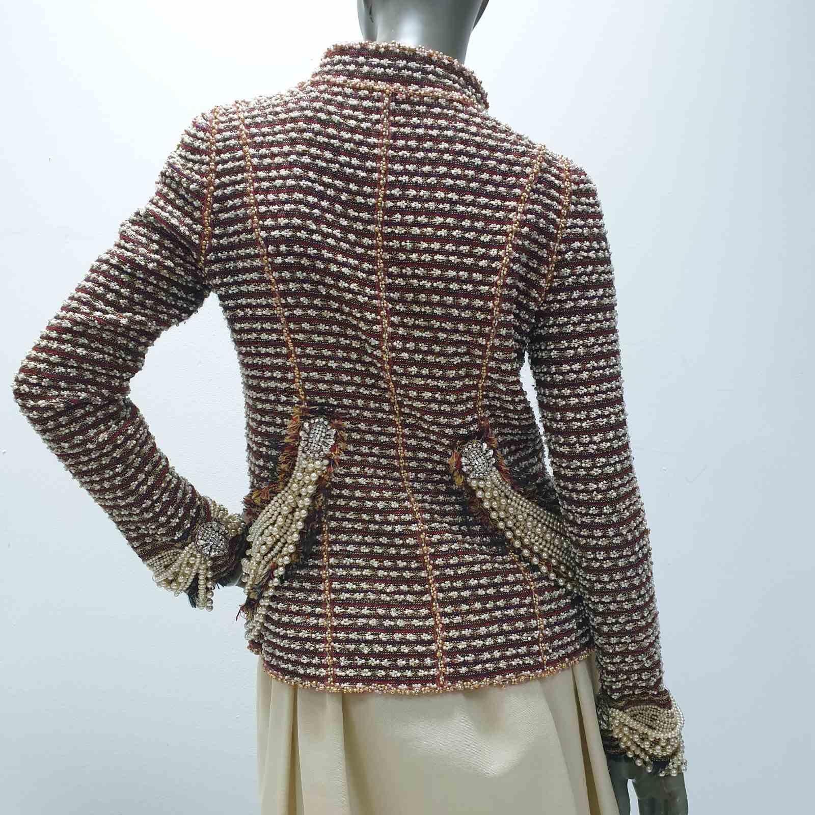 Chanel 12A Paris Bombay Pearl Chain Jacket Skirt Suit 6