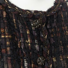 CHANEL 12A purple fantasy ribbon tweed braid trim bejewel button jacket FR46