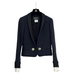 Chanel 12A Tweed Tux Removable White Cuffs Jacket Sz. 36