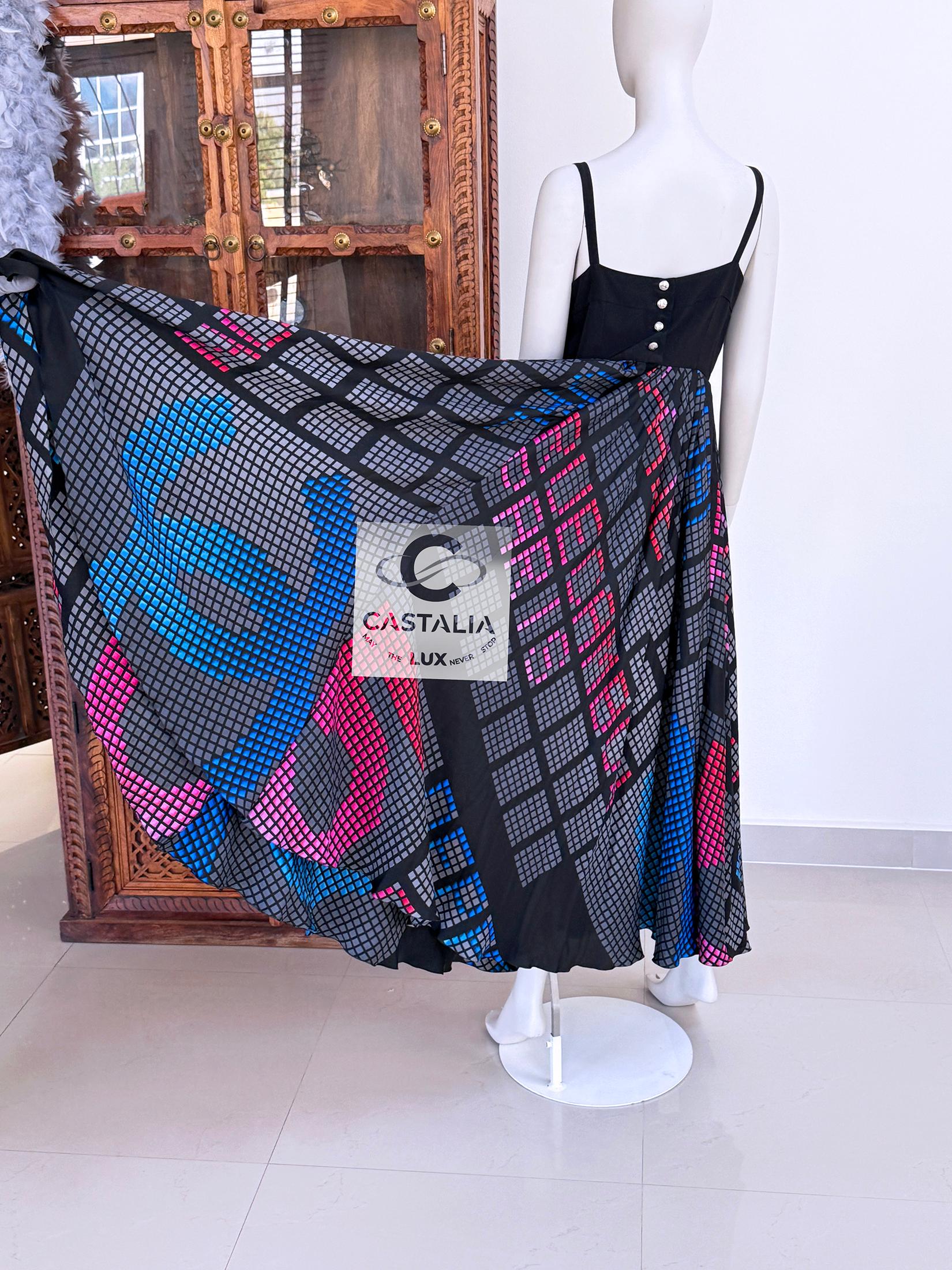 Chanel 12K$ Astonishing CC Giant Logo Maxi Silk Dress 40 FR For Sale 11