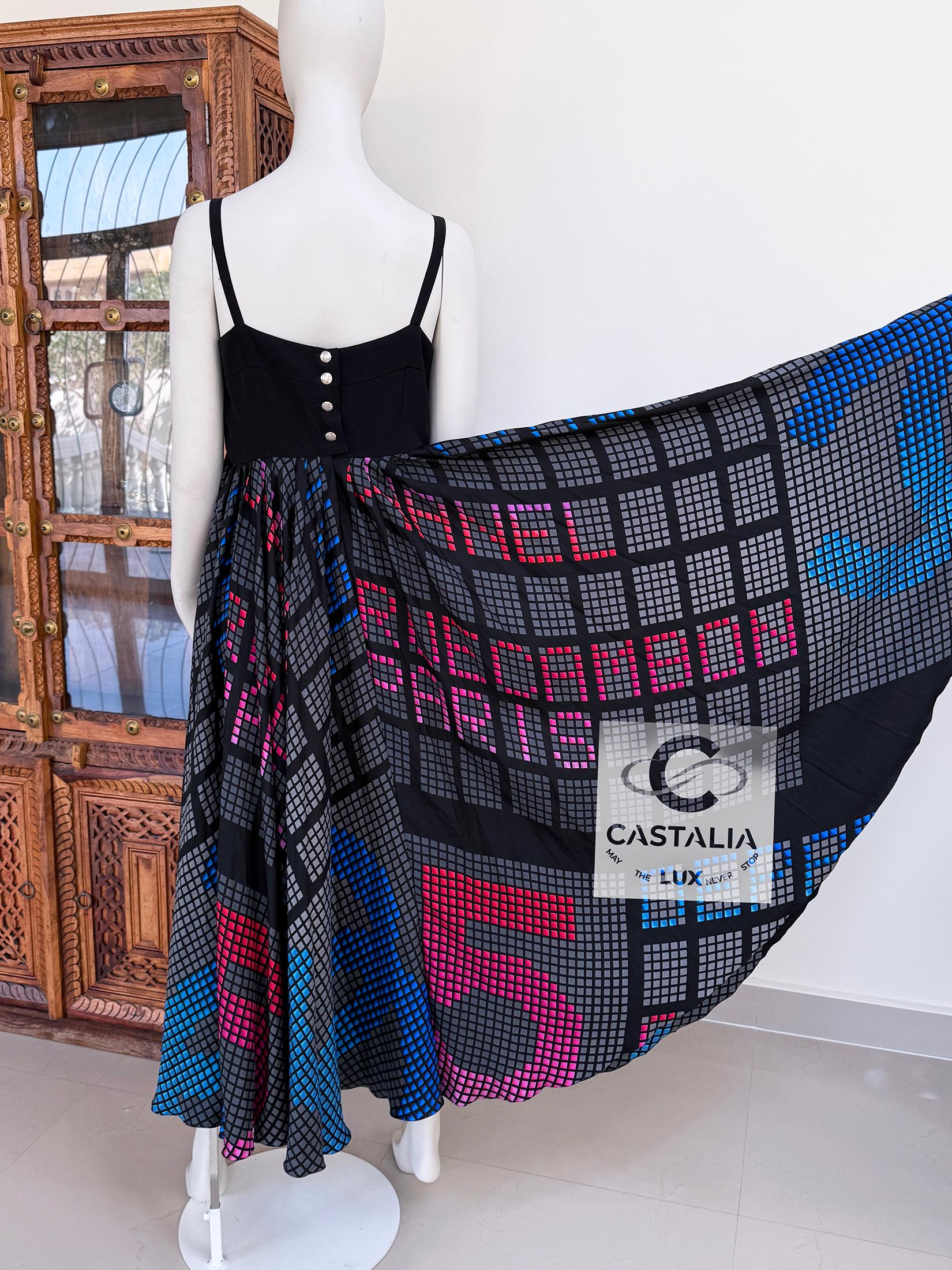 Chanel 12K$ Astonishing CC Giant Logo Maxi Silk Dress 40 FR For Sale 15