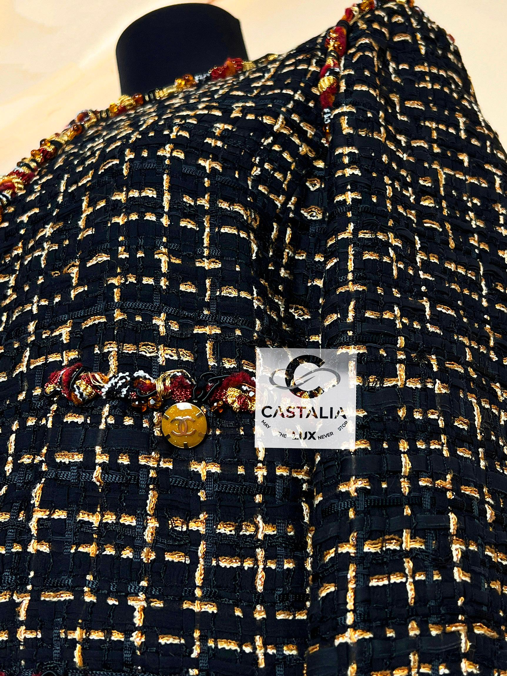 Chanel 12K$ Black Ribbon Tweed Jacket 38 FR 2