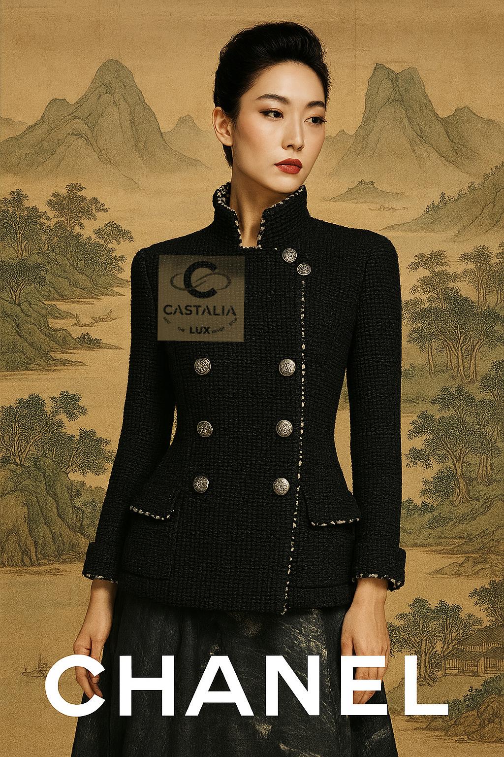 CHANEL 12K$ Veste en tweed noir avec paillettes 40 FR Neuf - En vente à Dubai, AE