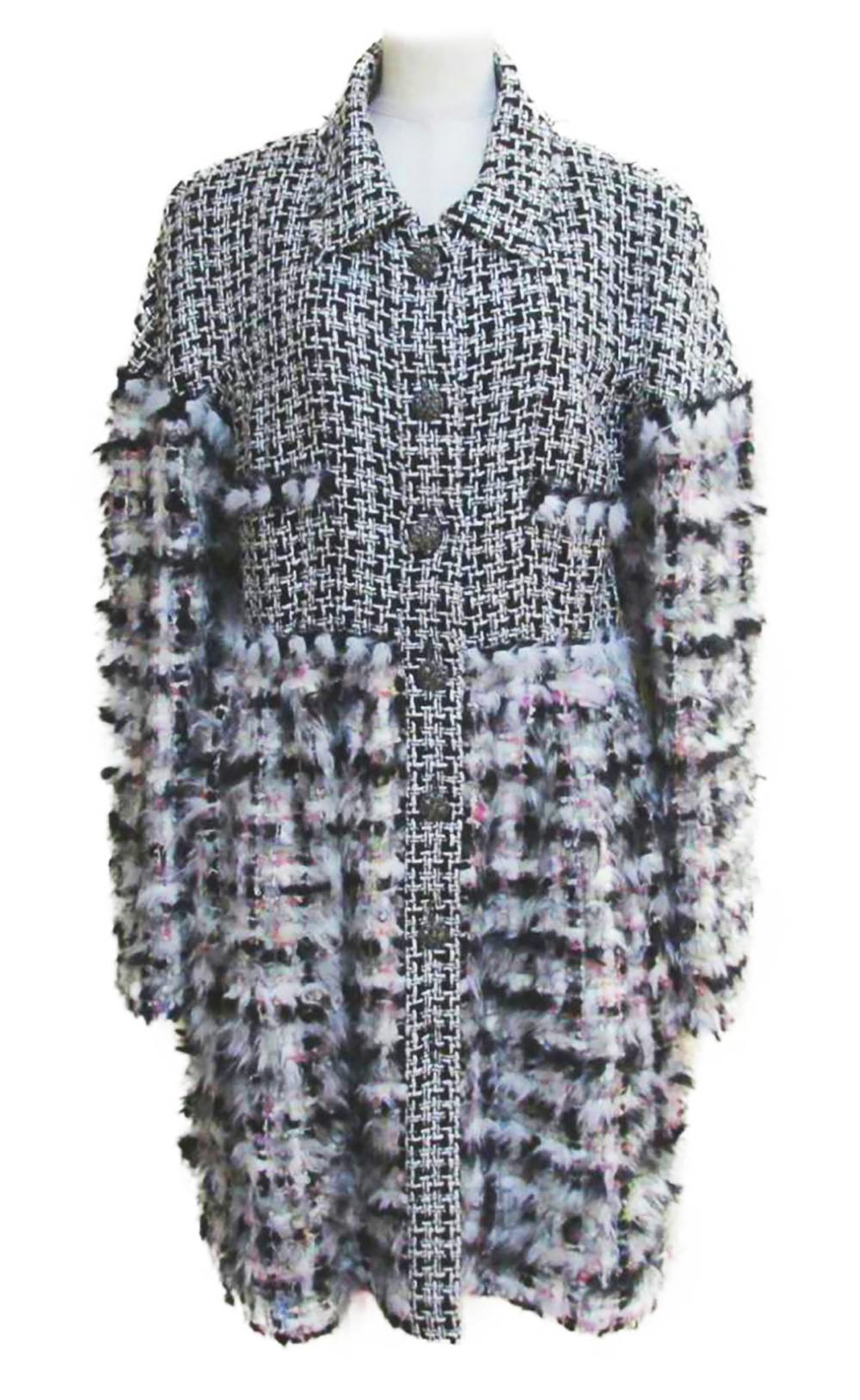 Chanel 12K Fluffy Fantasy Tweed Runway Coat In Excellent Condition For Sale In Dubai, AE