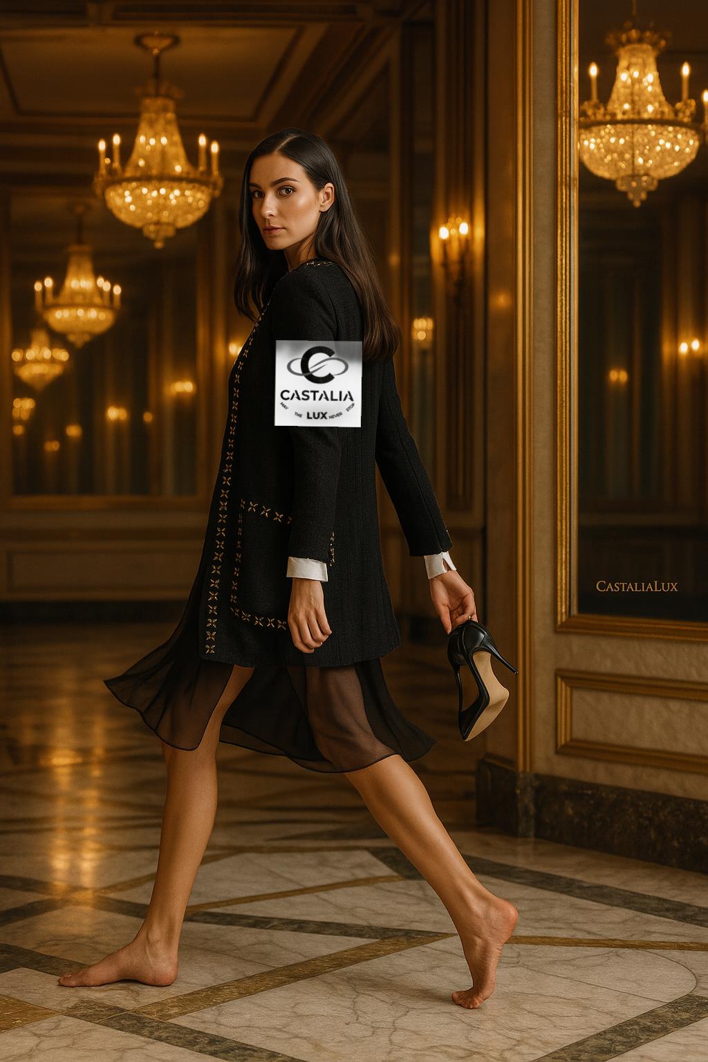Chanel 12K$ Iconic Paris / Cosmopolite Giacca in tweed nero 44 FR in vendita 6