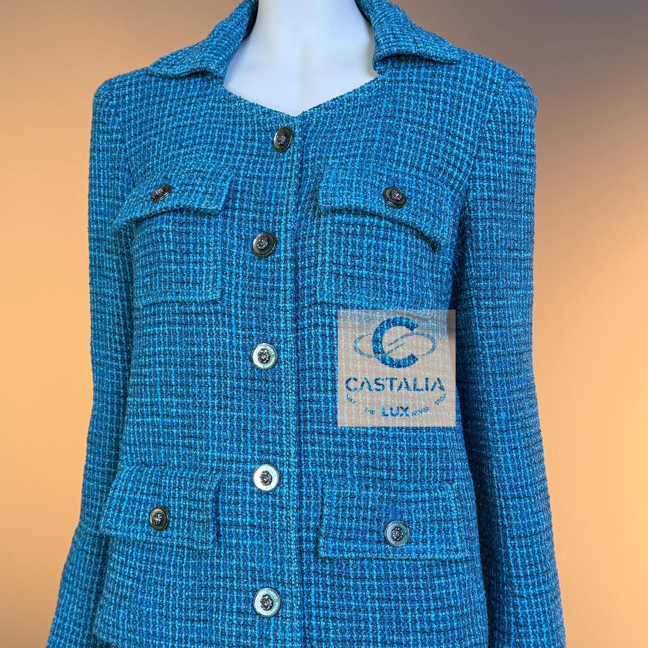Chanel 12K$ Nuova 2023 Giacca in tweed turchese 36 FR in vendita 5