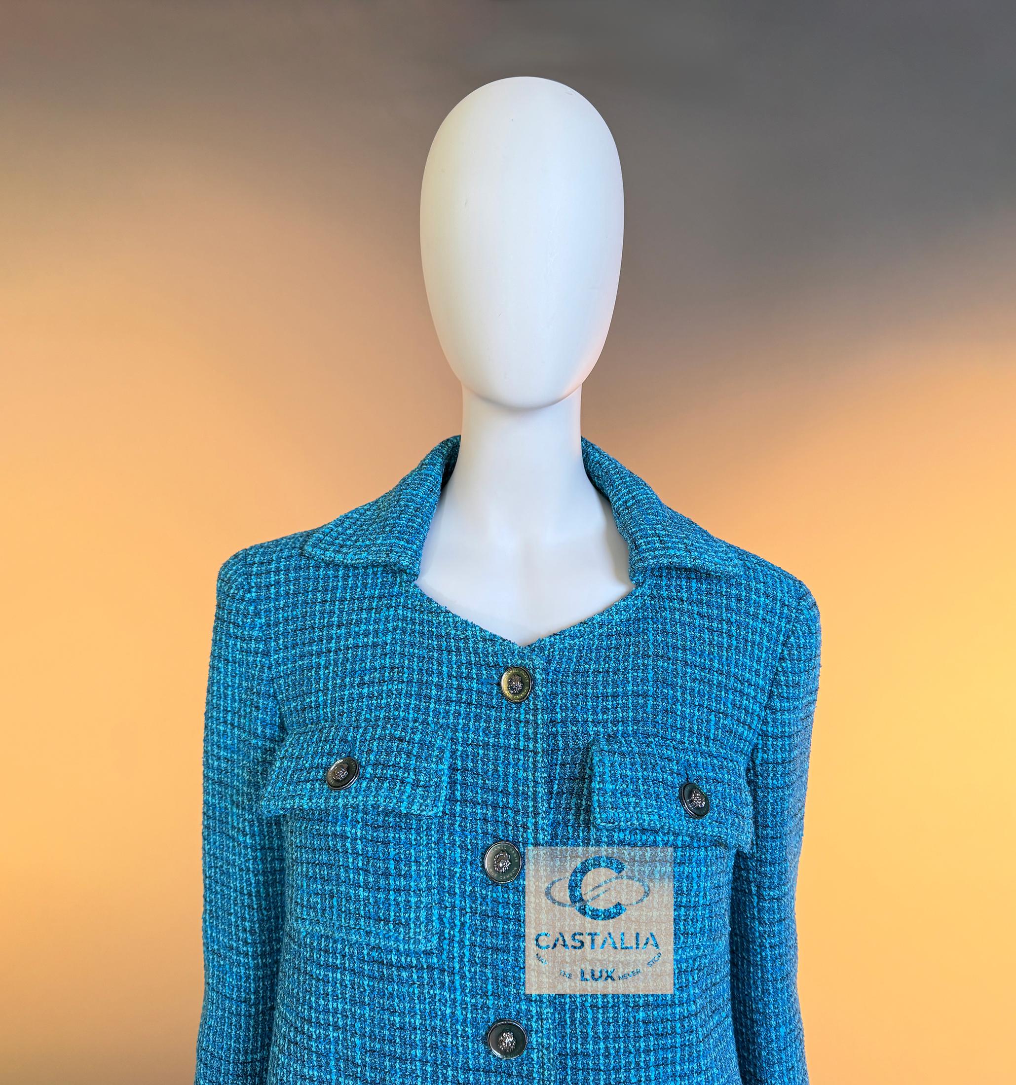 Chanel 12K$ Nuova 2023 Giacca in tweed turchese 36 FR in vendita 9