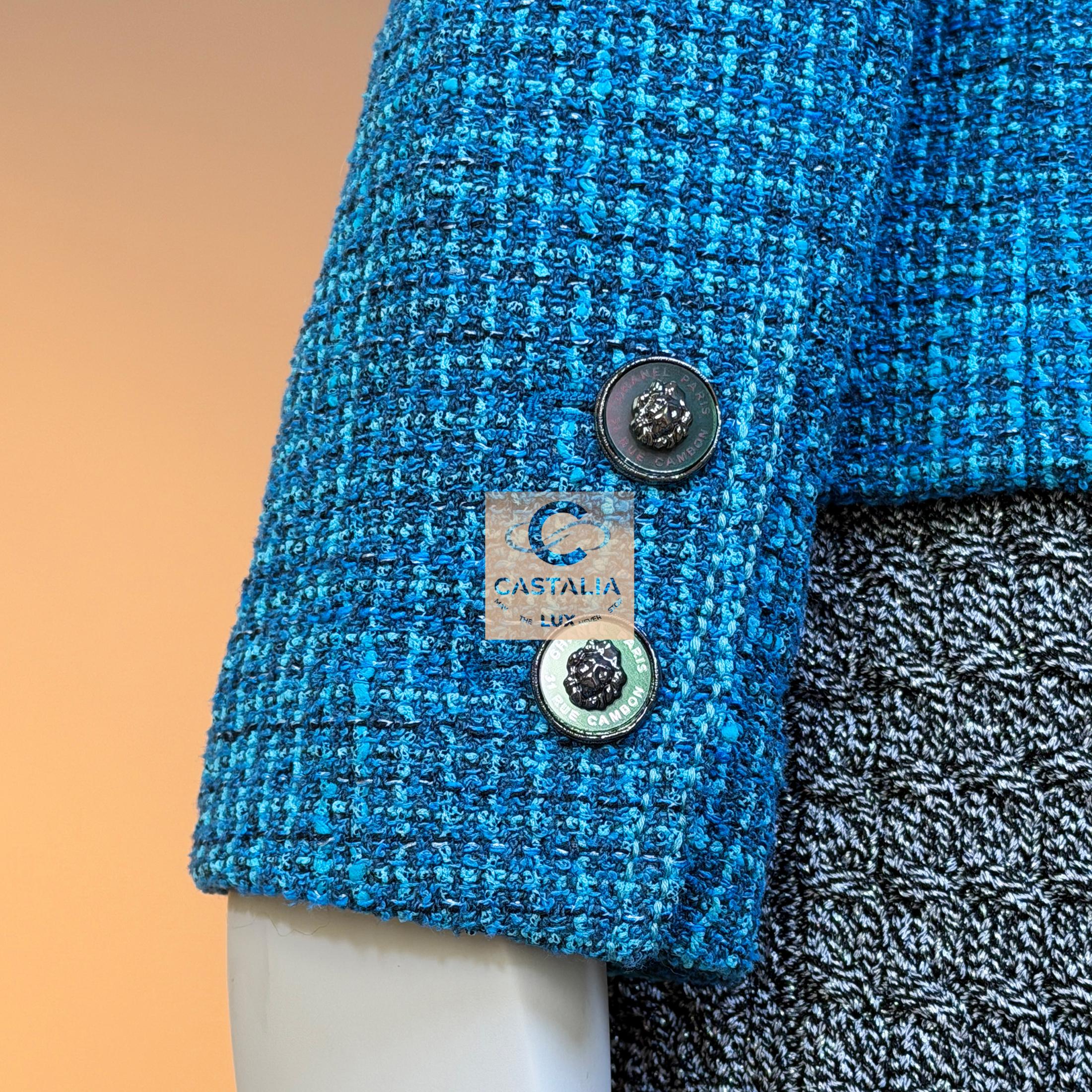 Chanel 12K$ Nuova 2023 Giacca in tweed turchese 36 FR in vendita 10