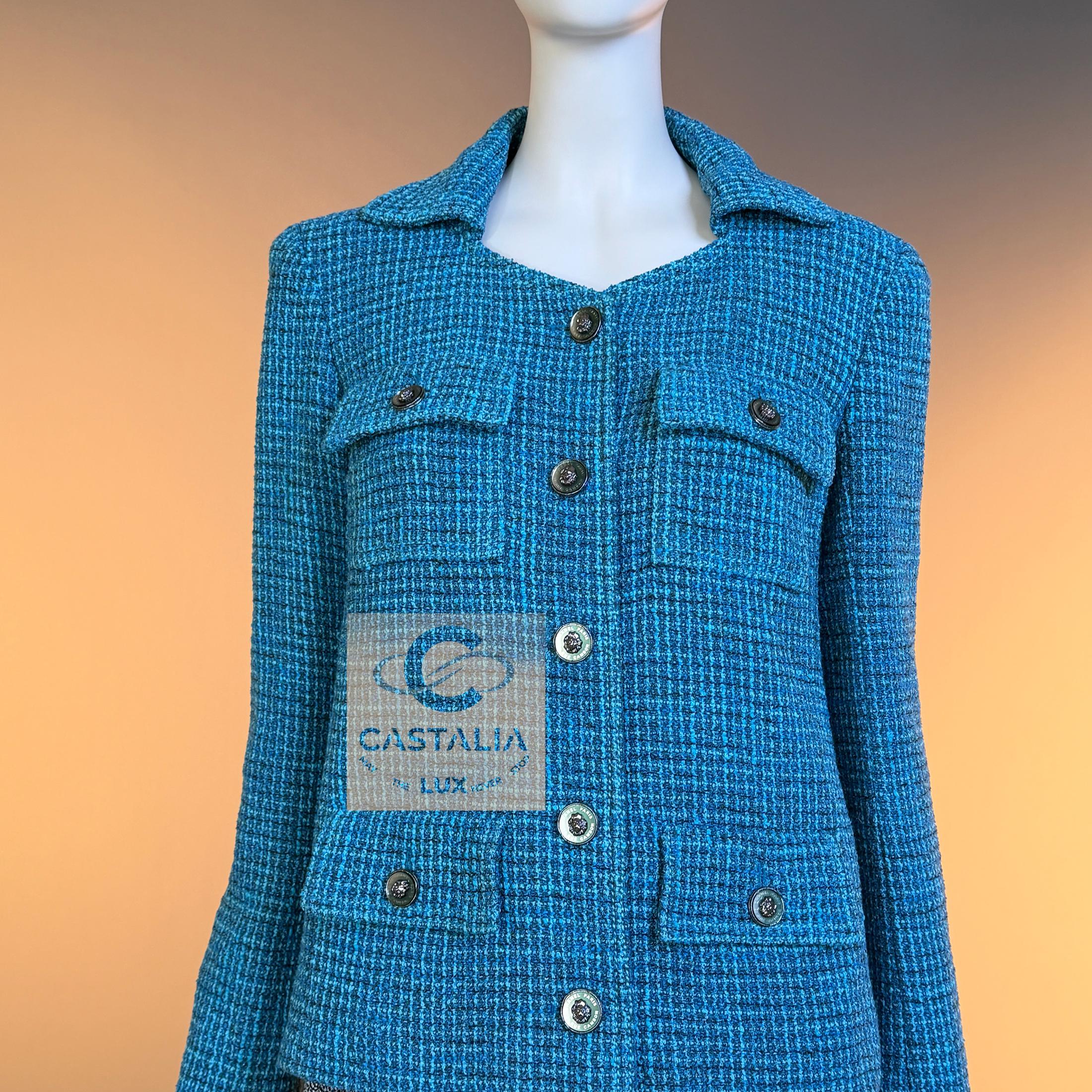 Chanel 12K$ Nuova 2023 Giacca in tweed turchese 36 FR in vendita 11