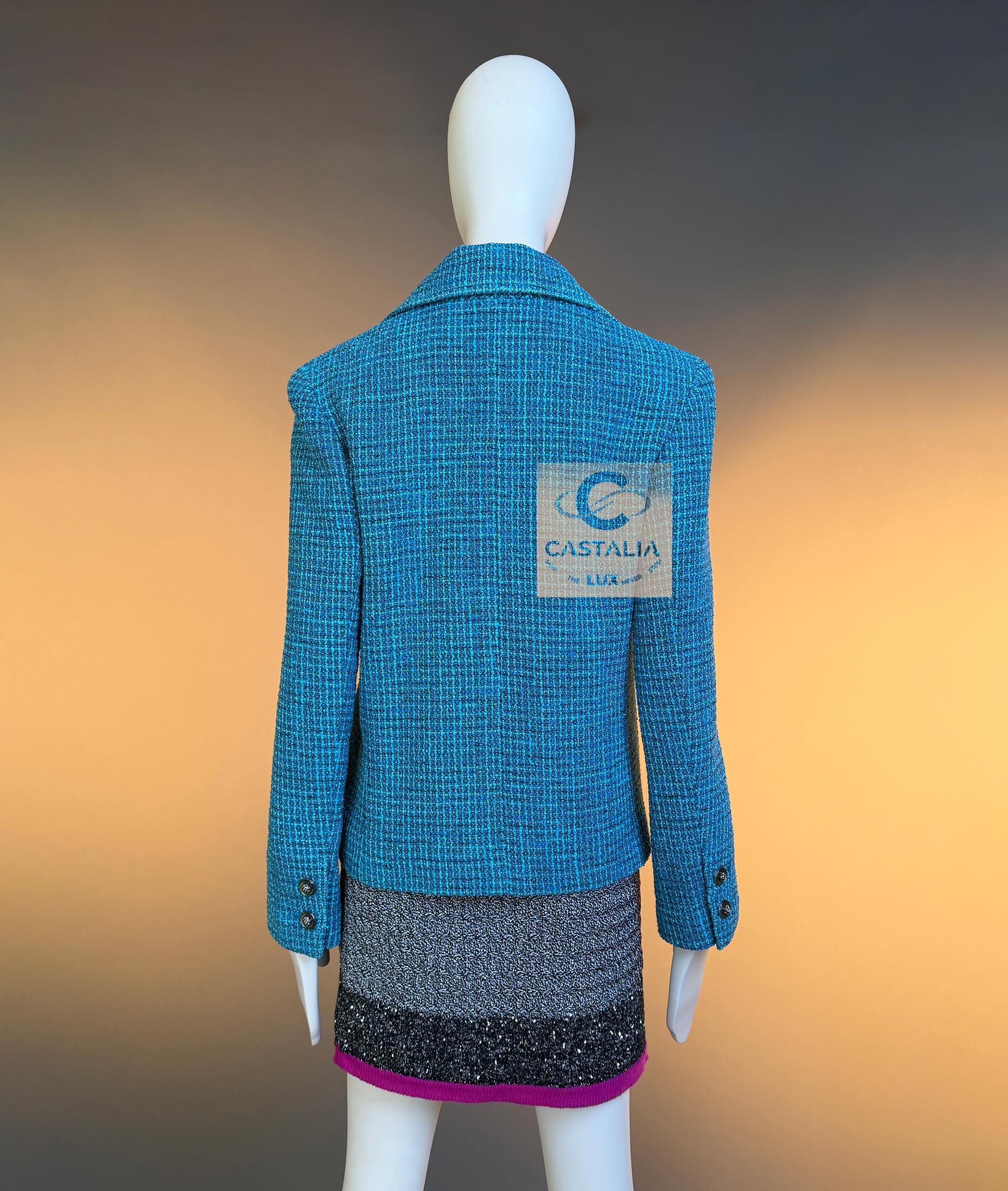 Chanel 12K$ Nuova 2023 Giacca in tweed turchese 36 FR in vendita 13