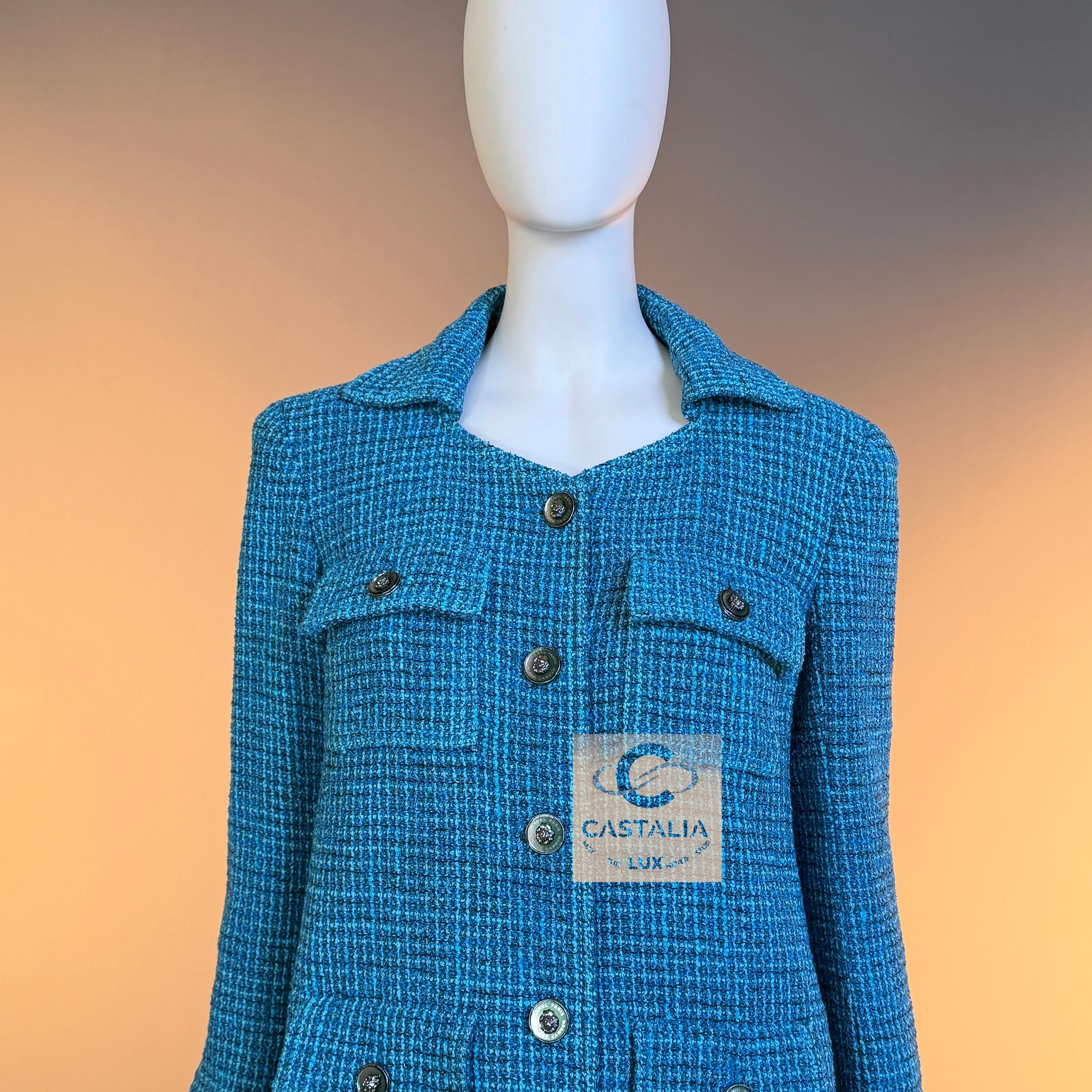 Chanel 12K$ Nuova 2023 Giacca in tweed turchese 36 FR in vendita 4
