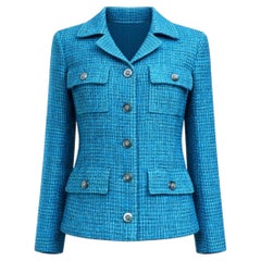 CHANEL 12K$ New 2023 Turquoise Tweed Jacket 36 FR