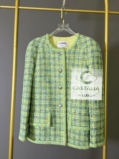 CHANEL 12K$ New Ad Campaign Lime Green Tweed Jacket 38 FR