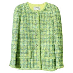 CHANEL 12K$ New Ad Campaign Lime Green Tweed Jacket 38 FR CHANEL 12K$ New Ad Campaign Lime Green Tweed Jacket 38 FR