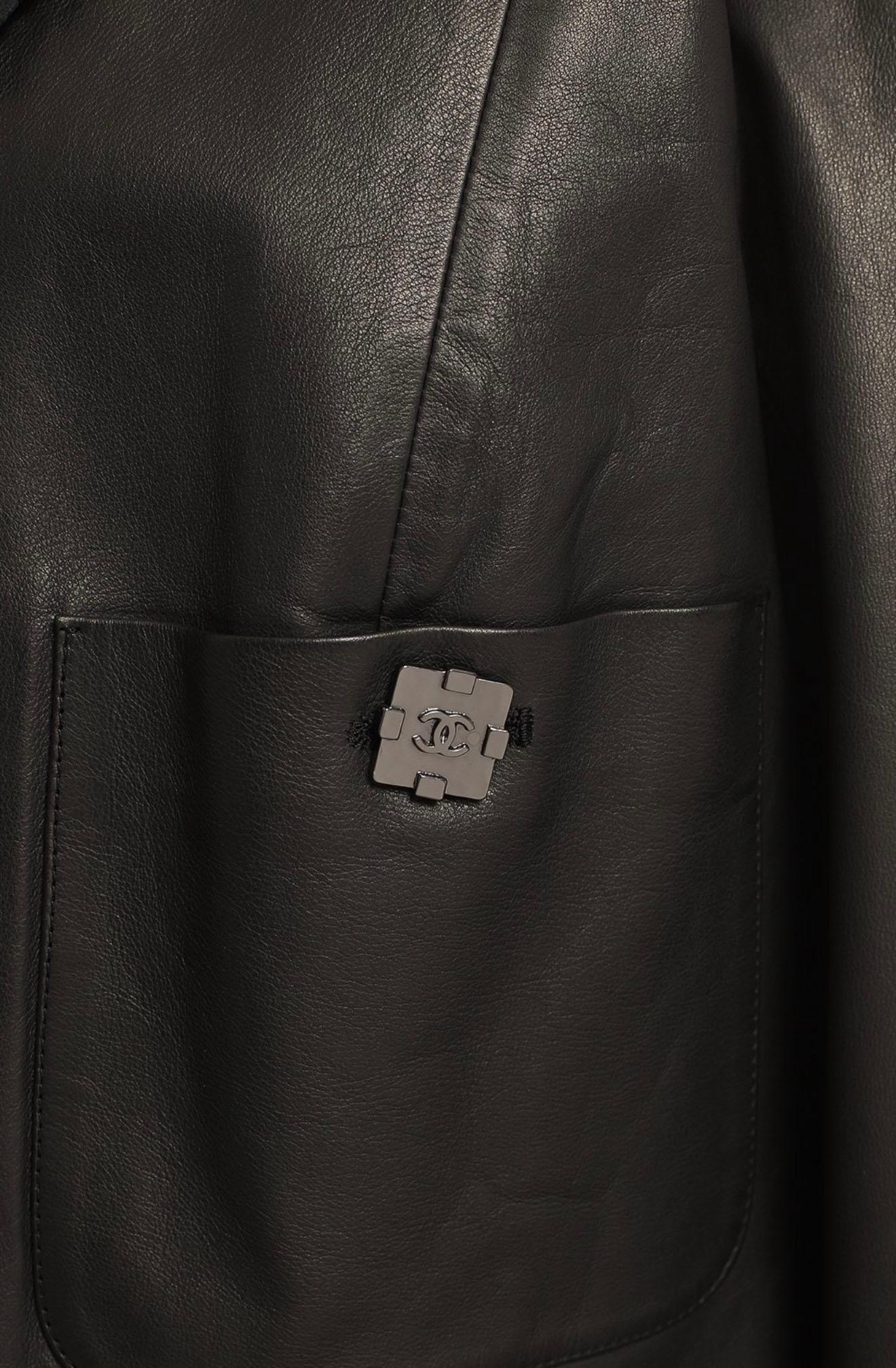 Chanel 12K$ New Black Leather Jacket 48 FR 1