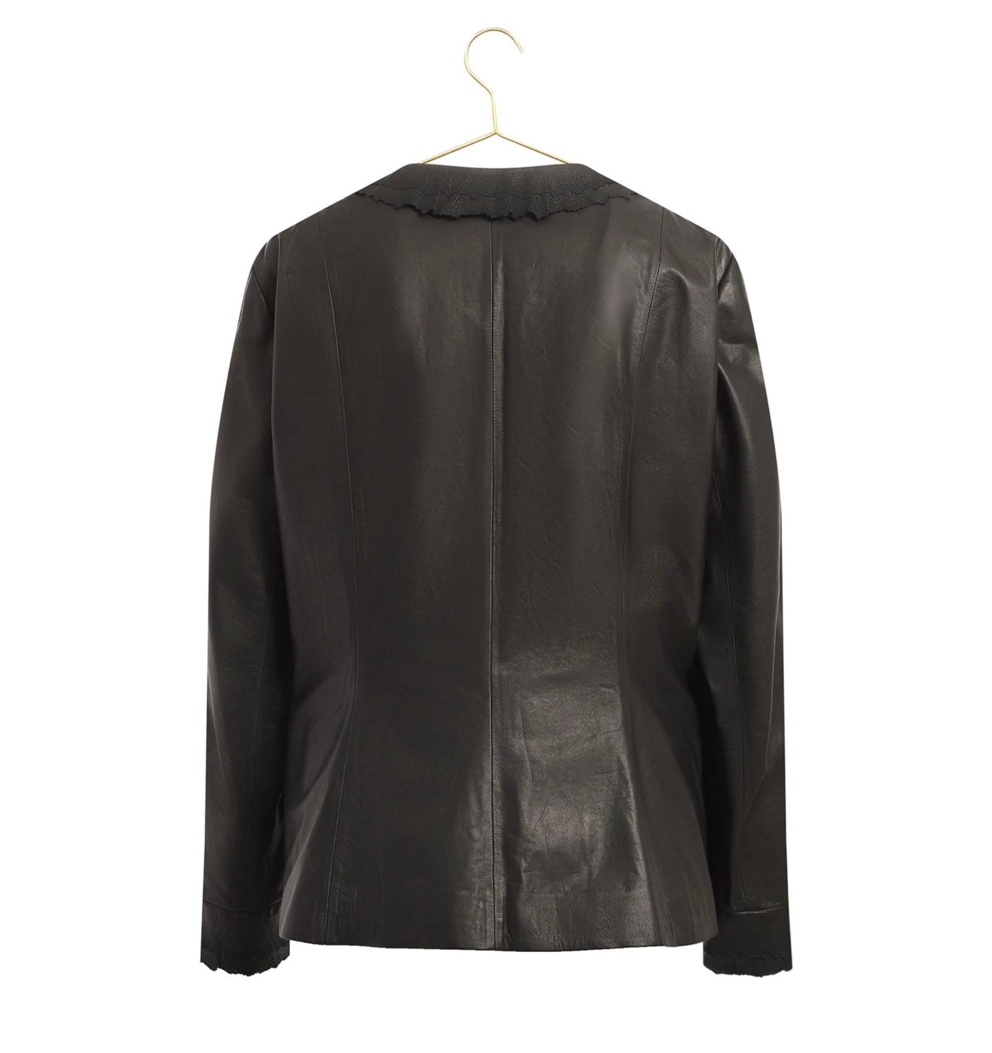 Chanel 12K$ New Black Leather Jacket 48 FR 2