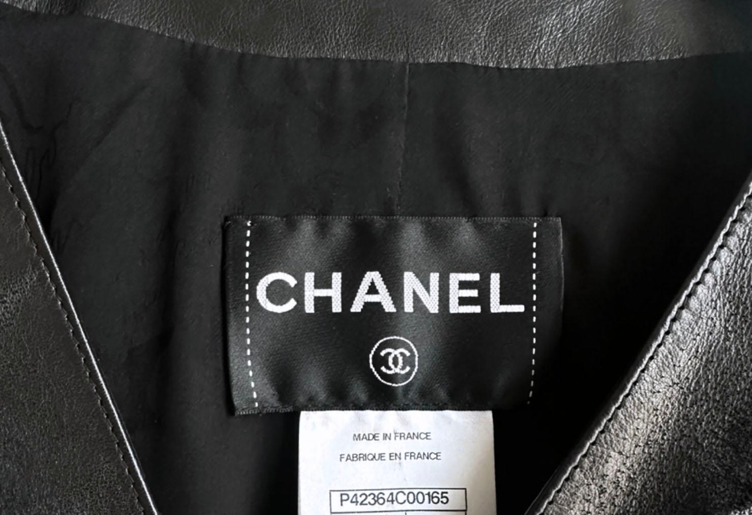 Chanel 12K$ New Black Leather Jacket 48 FR 5