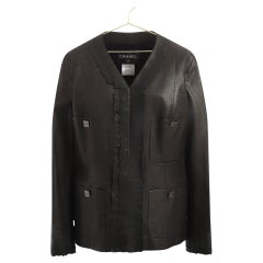 Chanel 12K$ Nueva chaqueta de cuero negro 48 FR
