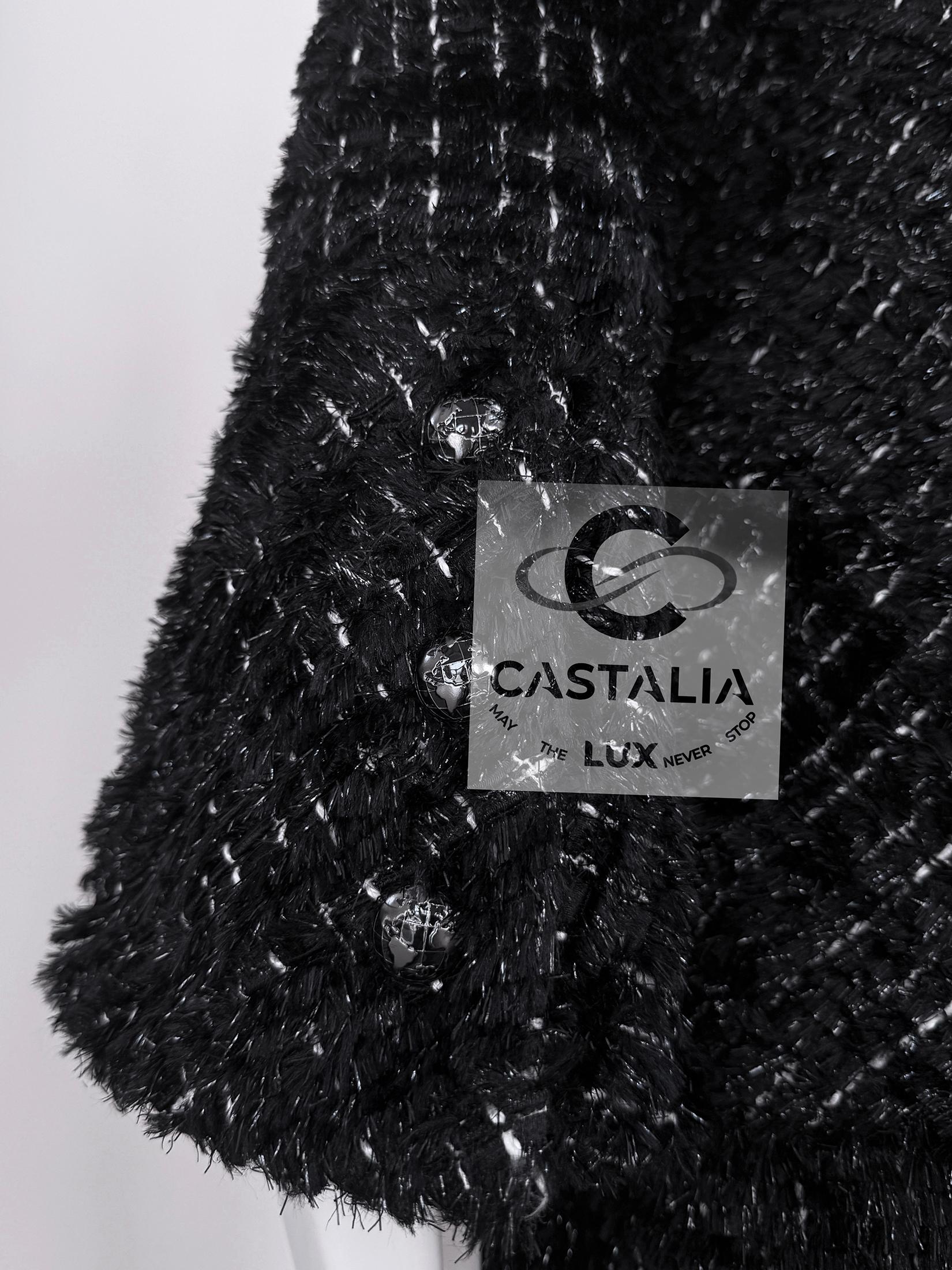 Chanel 12K$ New Cara Delevingne Style Fluffy Tweed Jacket 36 FR For Sale 10