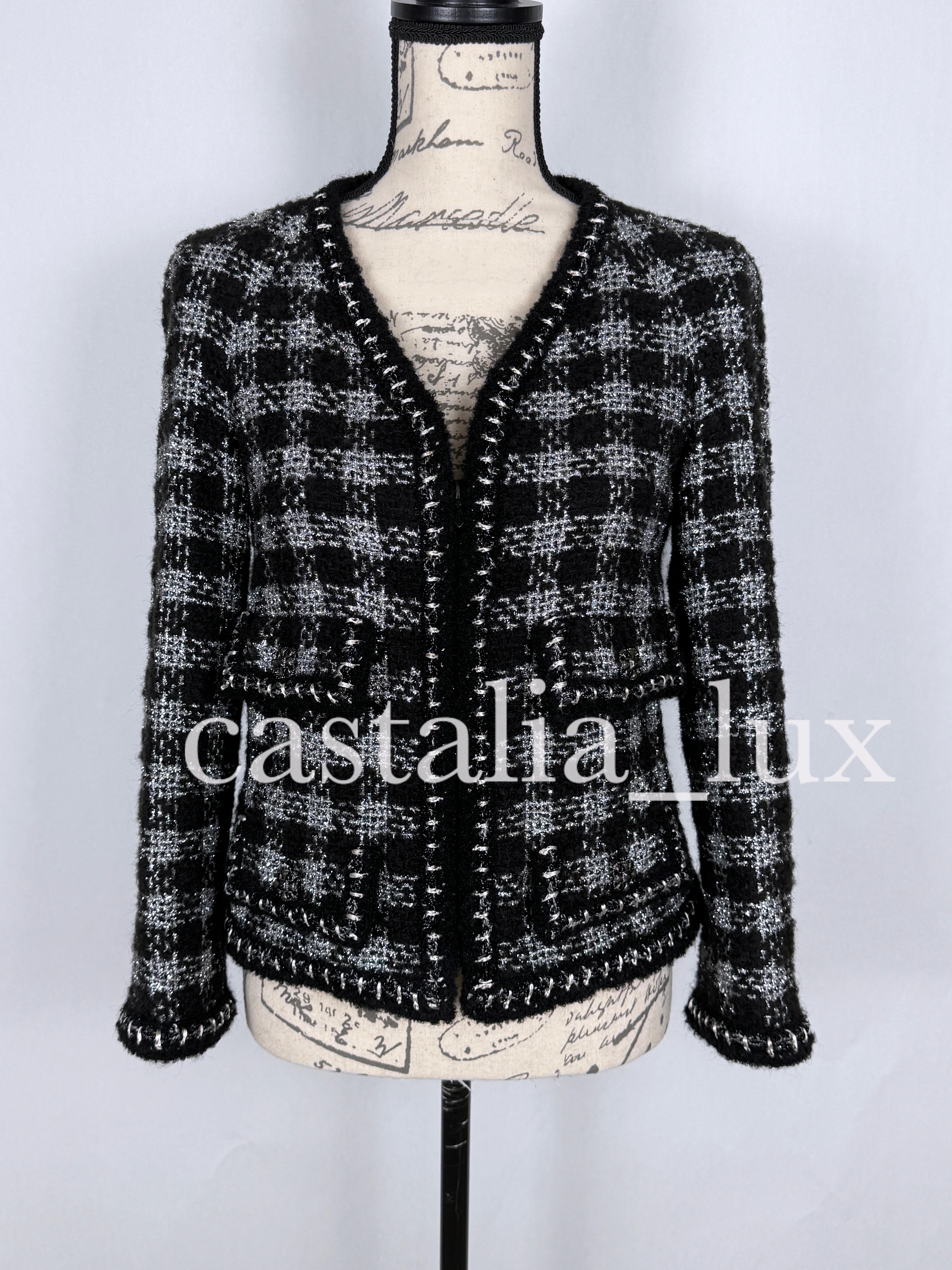 Chanel 12K$ New CC Jewel Buttons Black Tweed Jacket and Skirt Set For Sale 6