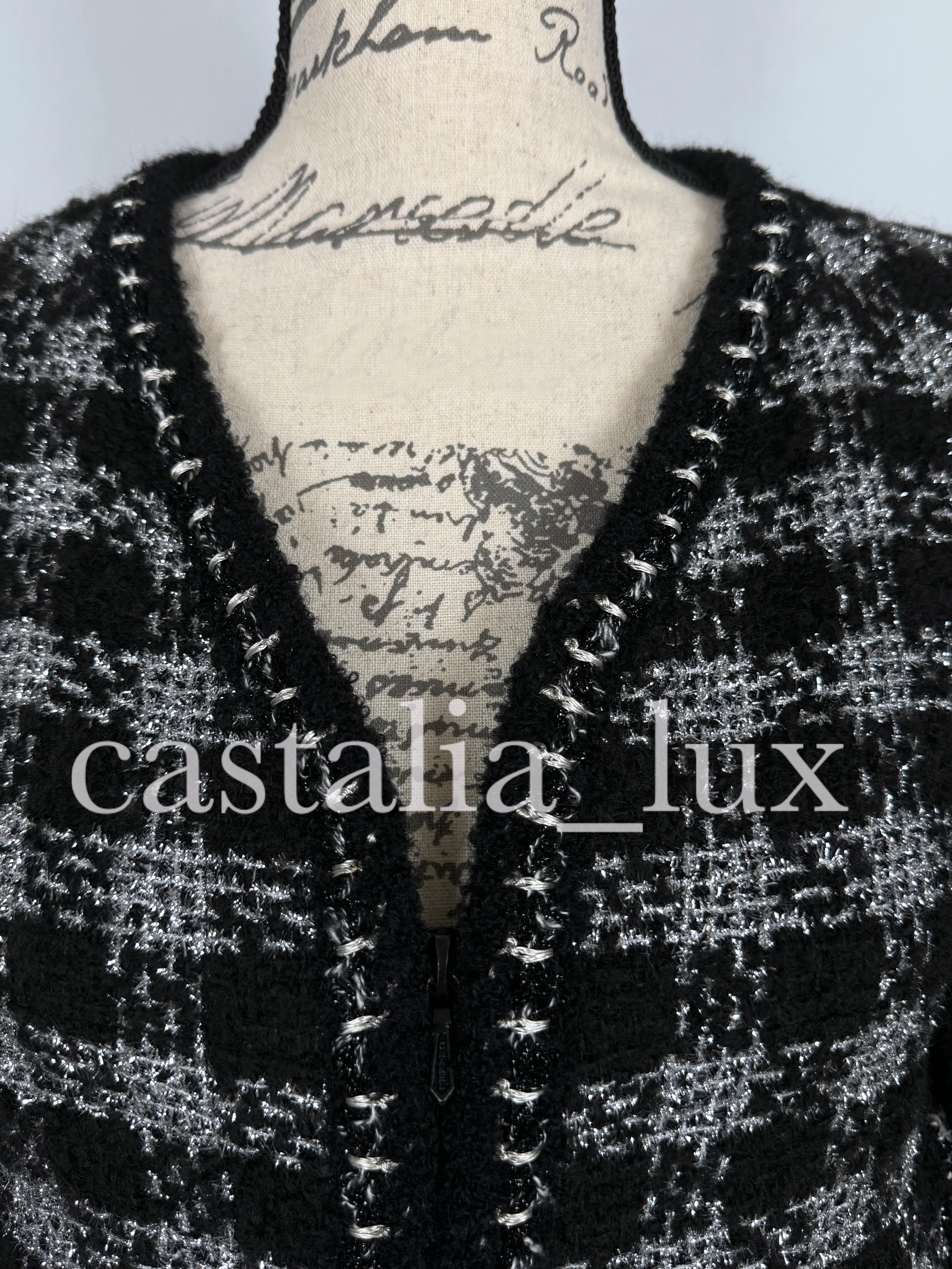 Chanel 12K$ New CC Jewel Buttons Black Tweed Jacket and Skirt Set 7